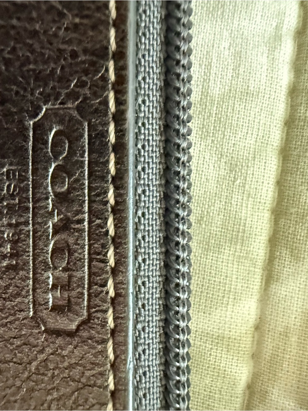 Coach Brown Leather Wristlet with Gray Trim